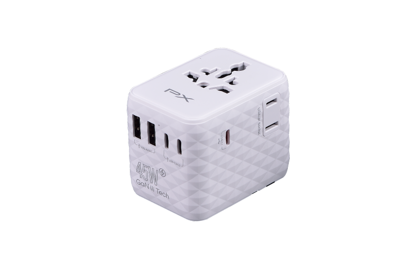45W氮化鎵萬國轉接旅行插座(白)