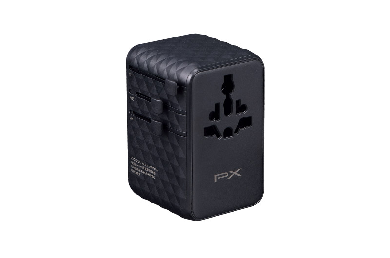 70W帶線氮化鎵萬國轉接旅行插座(黑)