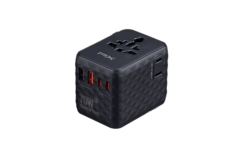 70W氮化鎵萬國轉接旅行插座(黑)