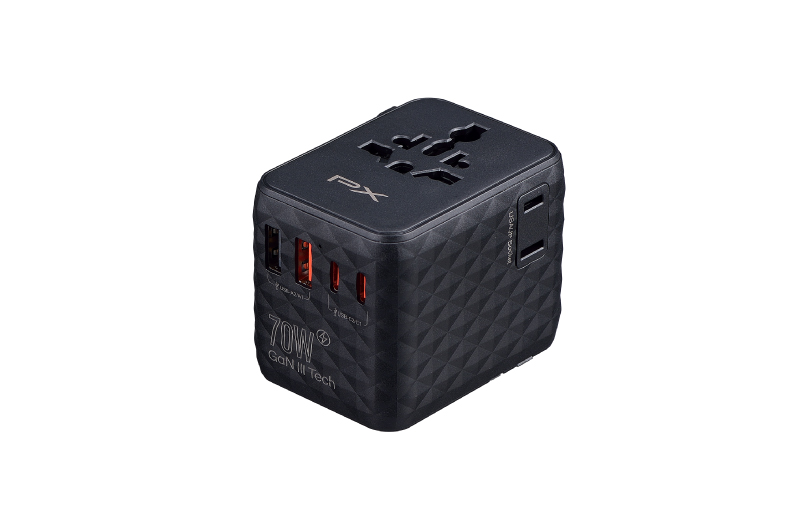 70W氮化鎵萬國轉接旅行插座(黑)